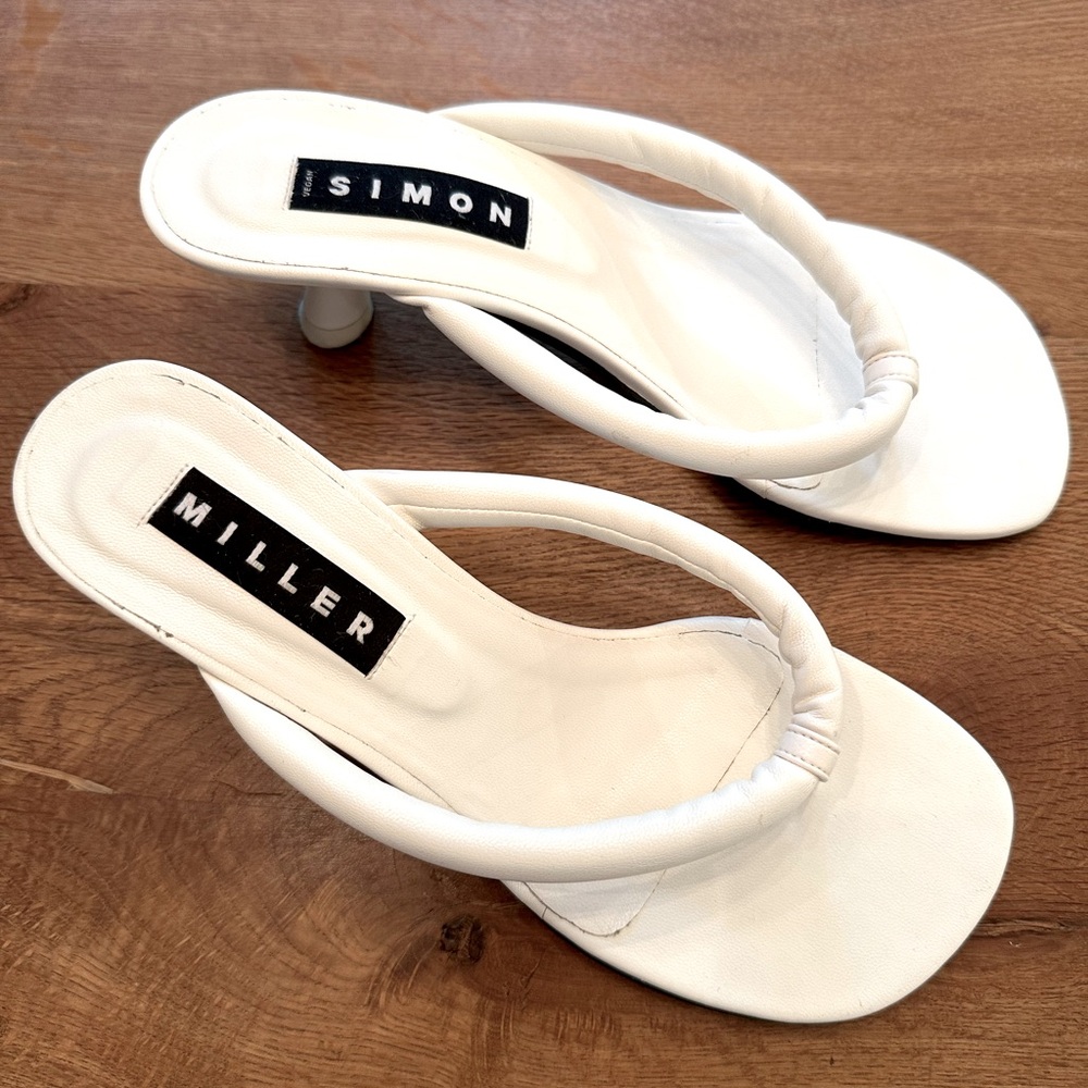 Simon Miller Beep White Thong Kitten Heel Sandals